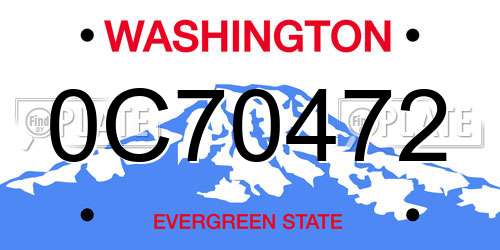 0C70472 Washington License Plate