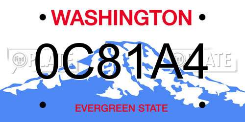 0C81A4 Washington License Plate