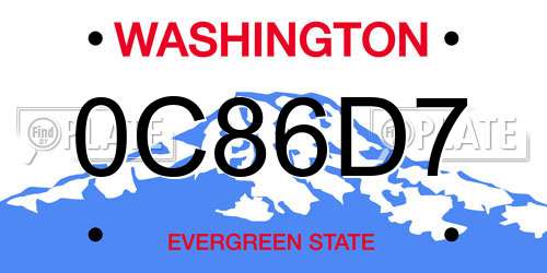 0C86D7 Washington License Plate