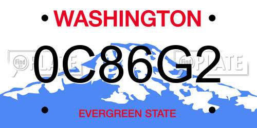 0C86G2 Washington License Plate