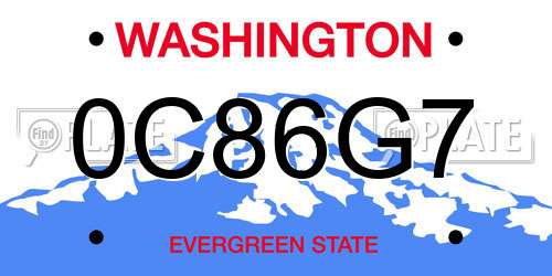0C86G7 Washington License Plate