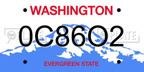 0C86O2 Washington License Plate