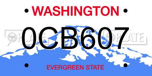 0CB607 Washington License Plate