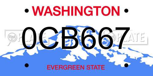 0CB667 Washington License Plate