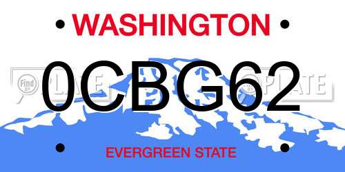 0CBG62 Washington License Plate