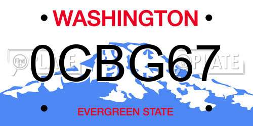 0CBG67 Washington License Plate