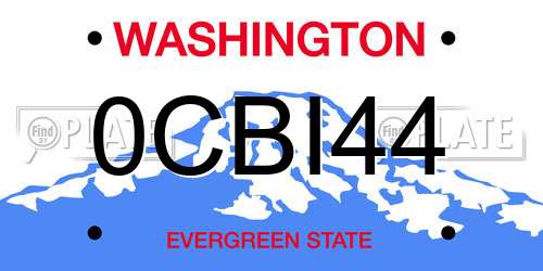 0CBI44 Washington License Plate