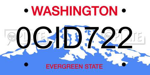 0CID722 Washington License Plate