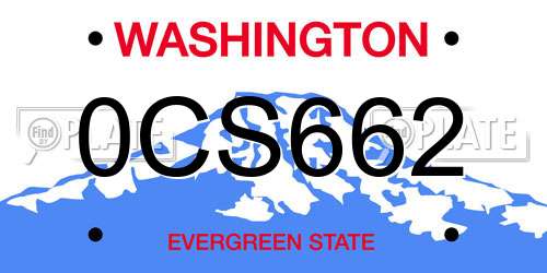 0CS662 Washington License Plate