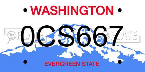 0CS667 Washington License Plate