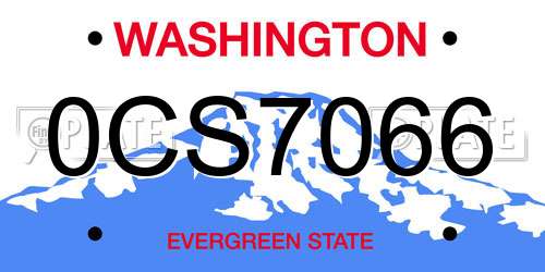 0CS7066 Washington License Plate