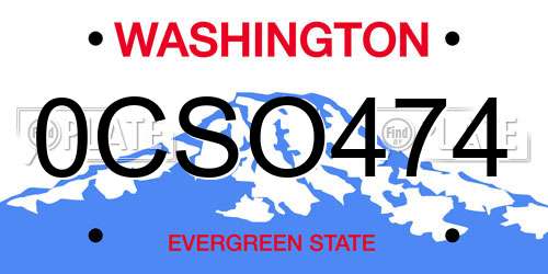 0CSO474 Washington License Plate