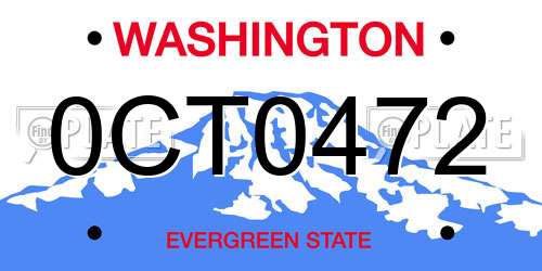 0CT0472 Washington License Plate