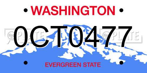 0CT0477 Washington License Plate