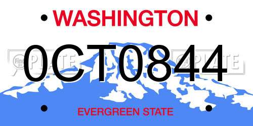 0CT0844 Washington License Plate