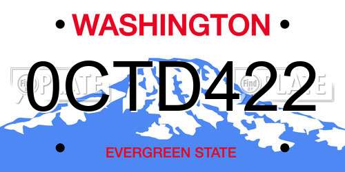 0CTD422 Washington License Plate