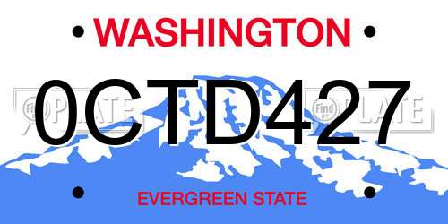 0CTD427 Washington License Plate
