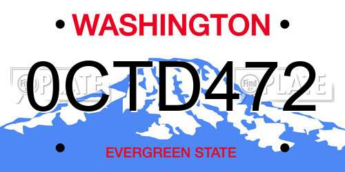 0CTD472 Washington License Plate