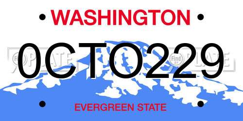 0CTO229 Washington License Plate