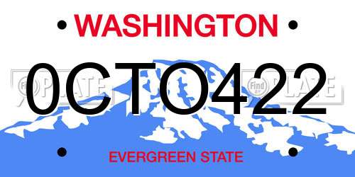 0CTO422 Washington License Plate