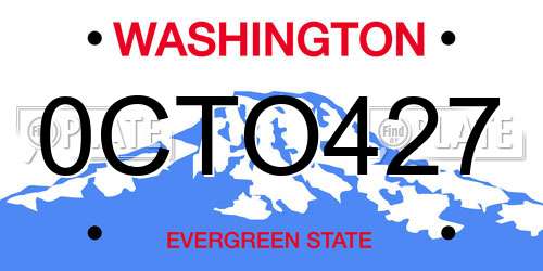 0CTO427 Washington License Plate