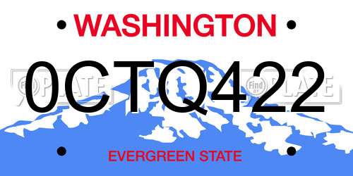 0CTQ422 Washington License Plate