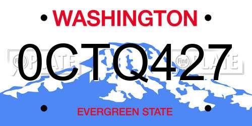 0CTQ427 Washington License Plate