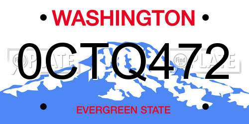 0CTQ472 Washington License Plate