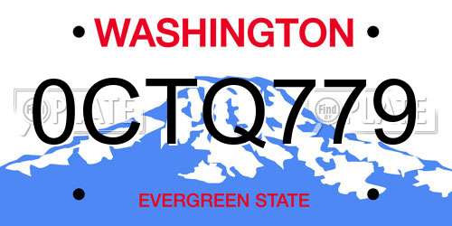 0CTQ779 Washington License Plate