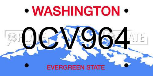 0CV964 Washington License Plate