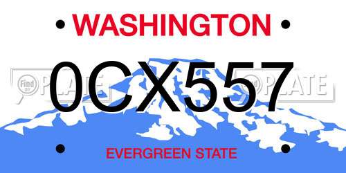 0CX557 Washington License Plate