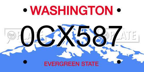0CX587 Washington License Plate