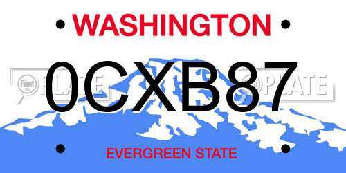 0CXB87 Washington License Plate