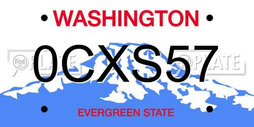 0CXS57 Washington License Plate