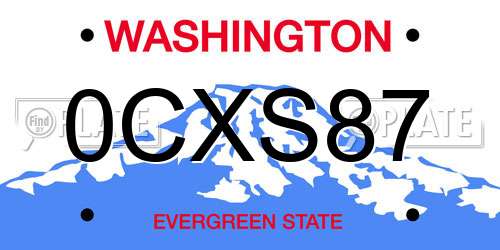 0CXS87 Washington License Plate