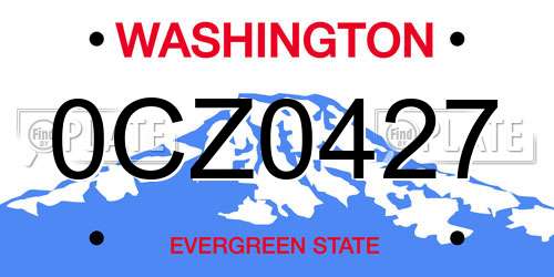 0CZ0427 Washington License Plate