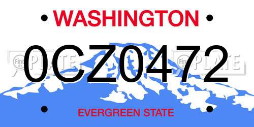 0CZ0472 Washington License Plate