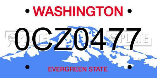 0CZ0477 Washington License Plate