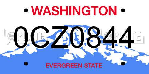 0CZ0844 Washington License Plate