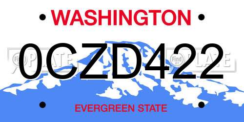 0CZD422 Washington License Plate