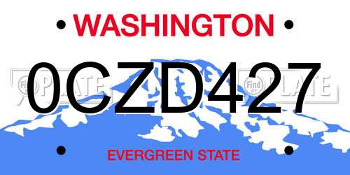 0CZD427 Washington License Plate