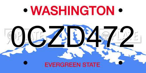 0CZD472 Washington License Plate