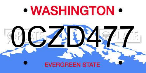 0CZD477 Washington License Plate