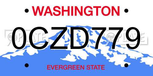 0CZD779 Washington License Plate