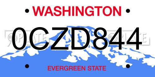 0CZD844 Washington License Plate