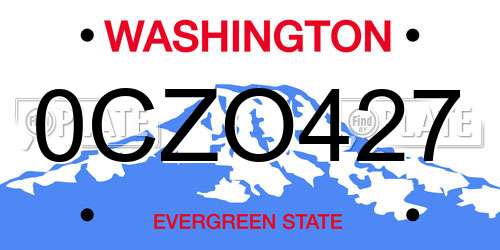 0CZO427 Washington License Plate