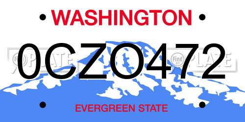 0CZO472 Washington License Plate
