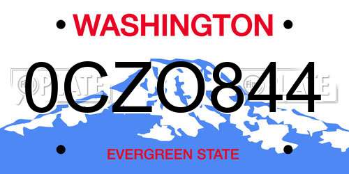 0CZO844 Washington License Plate