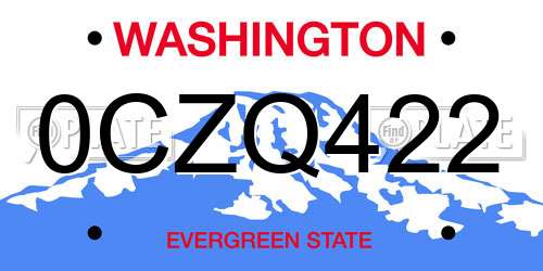 0CZQ422 Washington License Plate