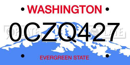 0CZQ427 Washington License Plate